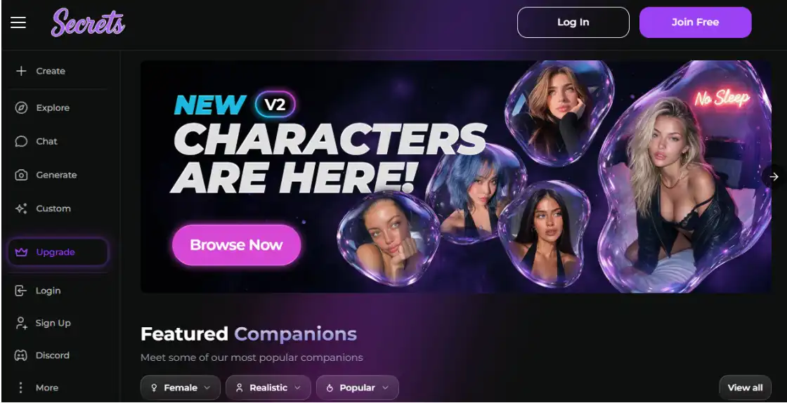 Secrets AI — Best for Character Continuity